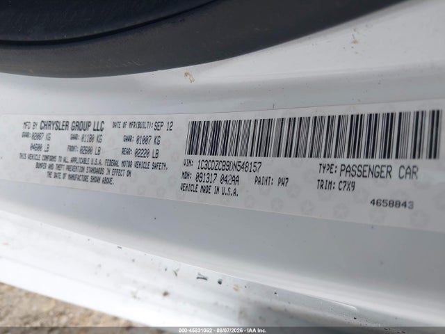 2013 Dodge Avenger Sxt მანქანა იყიდება აუქციონზე, vin: 1C3CDZCB9DN548157, აუქციონის ნომერი: 45831062