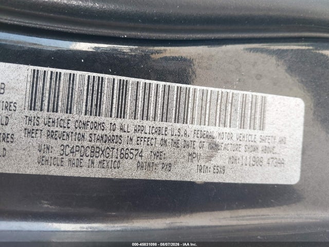 Продаж на аукціоні авто 2016 Dodge Journey Sxt, vin: 3C4PDCBBXGT166574, номер лоту: 45831098