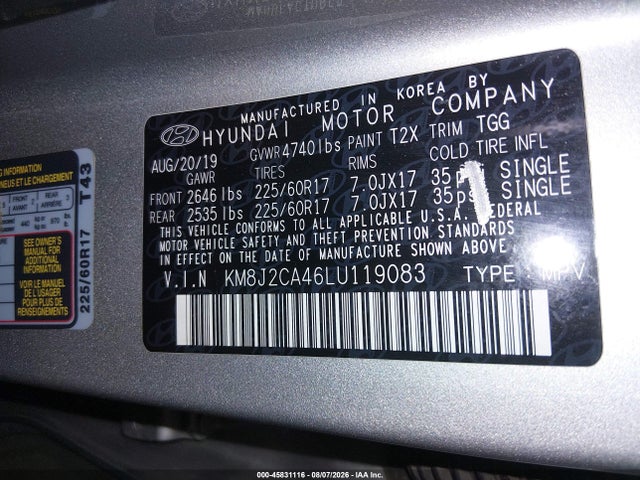 Hyundai TUCSON SE 2020 KM8J2CA46LU119083 Image 9