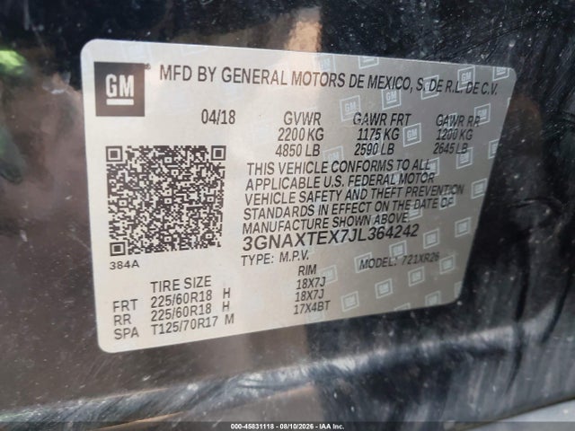 Chevrolet EQUINOX LT 2018 3GNAXTEX7JL364242 Image 9
