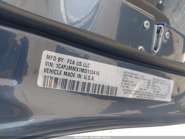 2021 Jeep Cherokee Latitude Lux 4x4 მანქანა იყიდება აუქციონზე, vin: 1C4PJMMX1MD113416, აუქციონის ნომერი: 45831143
