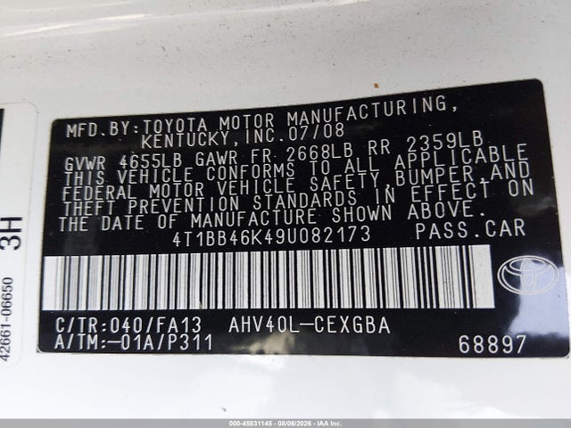 Продаж на аукціоні авто 2009 Toyota Camry Hybrid, vin: 4T1BB46K49U082173, номер лоту: 45831145