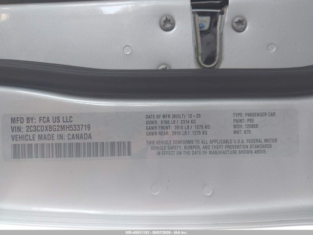 Продаж на аукціоні авто 2021 Dodge Charger Sxt Rwd, vin: 2C3CDXBG2MH533719, номер лоту: 45831153