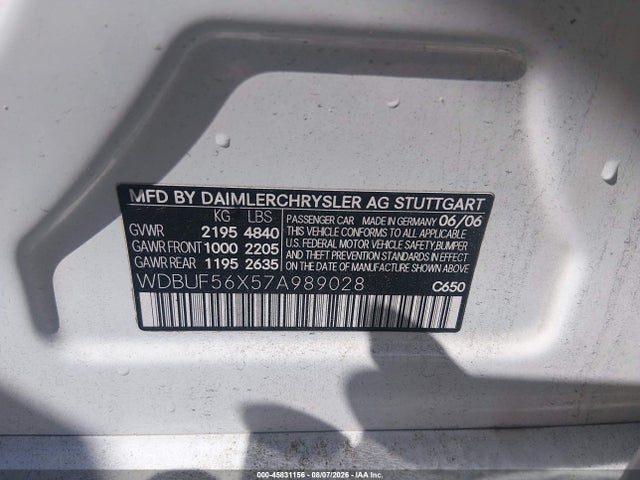 Продаж на аукціоні авто 2007 Mercedes-benz E 350, vin: WDBUF56X57A989028, номер лоту: 45831156