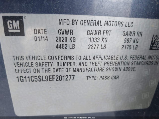 1G11C5SL9EF201277 Chevrolet MALIBU 1LT