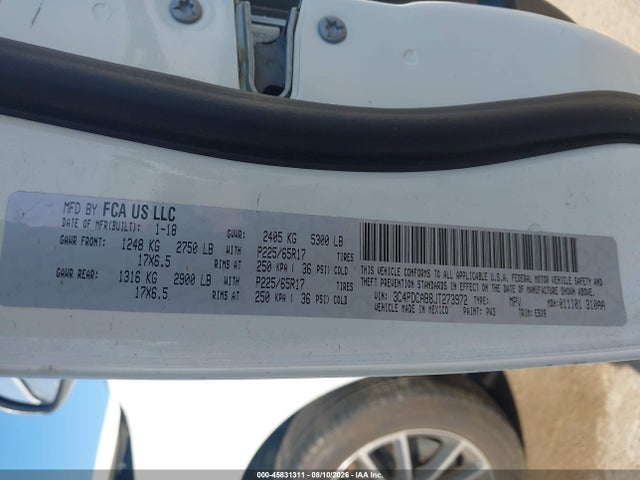 2018 Dodge Journey Se მანქანა იყიდება აუქციონზე, vin: 3C4PDCAB8JT273972, აუქციონის ნომერი: 45831311