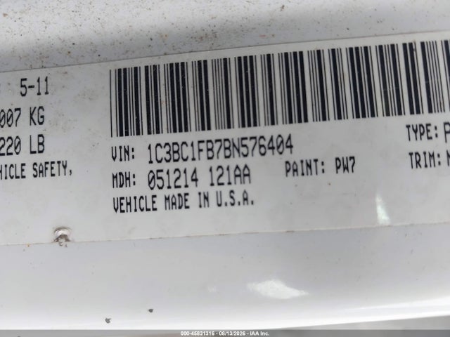 Aukcja sprzedaży 2011 Chrysler 200 Touring, vin: 1C3BC1FB7BN576404, numer aukcji: 45831316