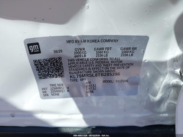 KL79MRSL8TB285396 Chevrolet Trailblazer Awd Lt
