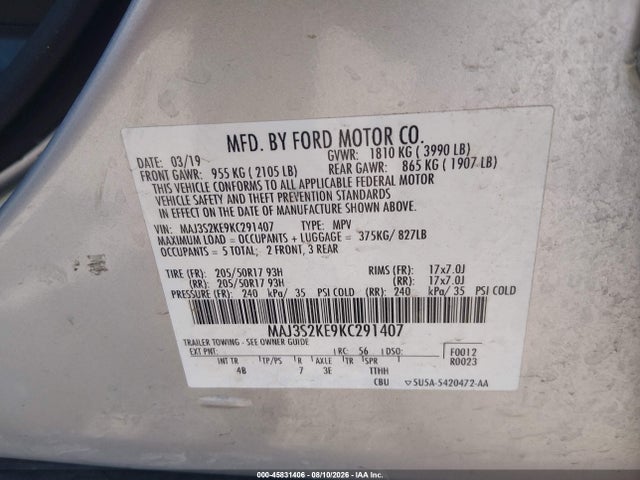 Ford Ecosport Titanium 2019 MAJ3S2KE9KC291407 Image 9