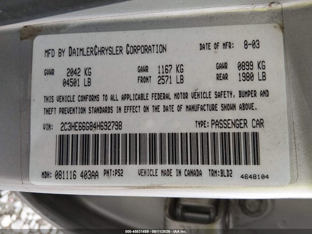 Aukcja sprzedaży 2004 Chrysler 300m, vin: 2C3HE66G84H692798, numer aukcji: 45831459