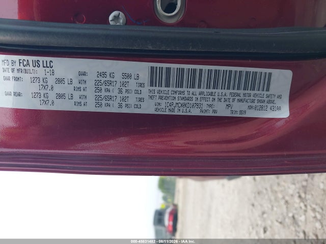 Aukcja sprzedaży 2019 Jeep Cherokee Latitude 4x4, vin: 1C4PJMCX0KD107931, numer aukcji: 45831482