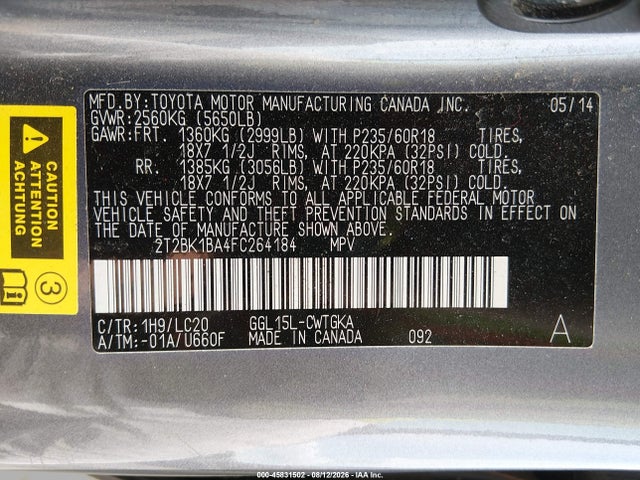 2015 Lexus Rx 350 მანქანა იყიდება აუქციონზე, vin: 2T2BK1BA4FC264184, აუქციონის ნომერი: 45831502