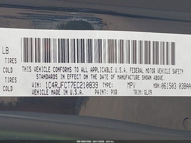 Aukcja sprzedaży 2014 Jeep Grand Cherokee Overland, vin: 1C4RJFCT7EC210839, numer aukcji: 45831596