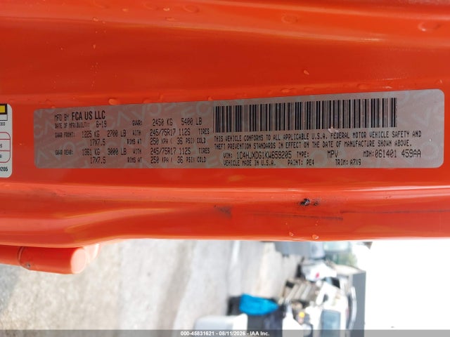 45831621 :رقم المزاد ، 1C4HJXDG1KW659205 vin ، 2019 Jeep Wrangler Unlimited Sport S 4x4 مزاد بيع