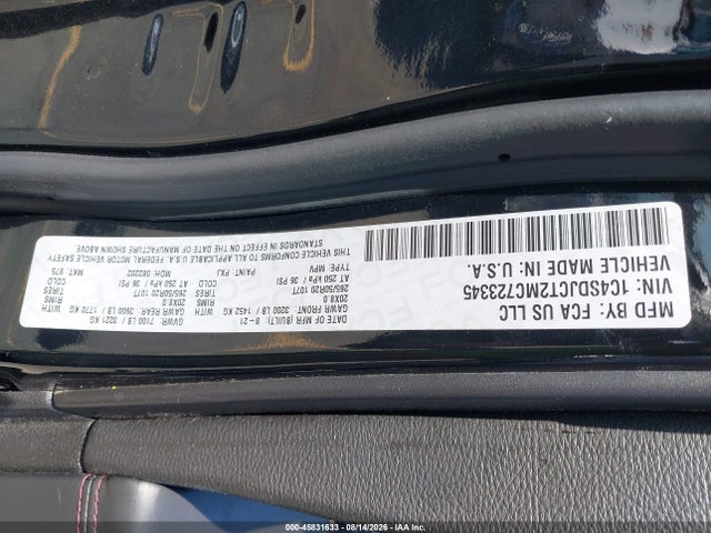 Aukcja sprzedaży 2021 Dodge Durango R/t Awd, vin: 1C4SDJCT2MC723345, numer aukcji: 45831633