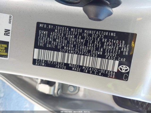 Продажа на аукционе авто 2023 Toyota Corolla Se, vin: 5YFS4MCE7PP146763, номер лота: 45831650