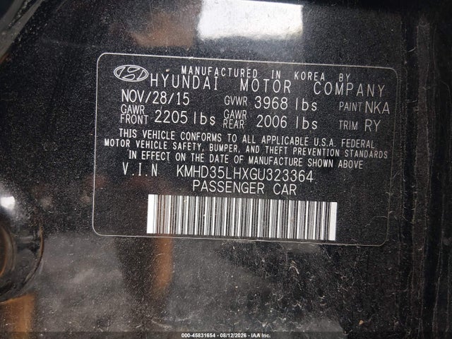Продажа на аукционе авто 2016 Hyundai Elantra Gt, vin: KMHD35LHXGU323364, номер лота: 45831654