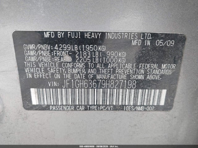 Auction sale of the 2009 Subaru Impreza Outback Sport, vin: JF1GH63679H827198, lot number: 45831659
