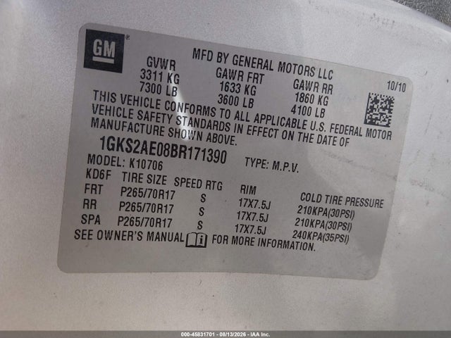 Продаж на аукціоні авто 2011 Gmc Yukon Sle, vin: 1GKS2AE08BR171390, номер лоту: 45831701