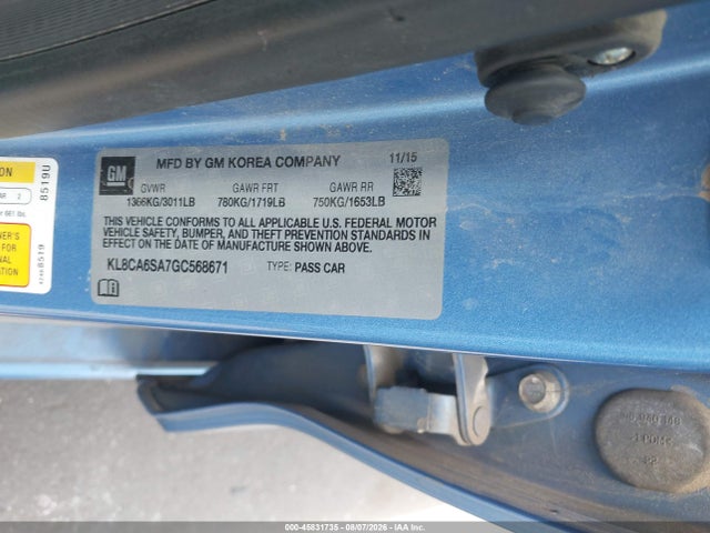 Chevrolet Spark Ls Manual 2016 KL8CA6SA7GC568671 Image 9