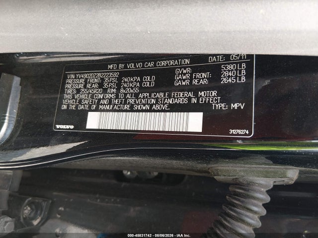 Продаж на аукціоні авто 2011 Volvo Xc60 T6/t6 R-design, vin: YV4902DZ2B2223592, номер лоту: 45831742