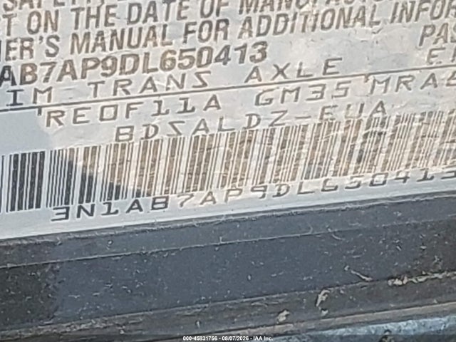 2013 Nissan Sentra Sv მანქანა იყიდება აუქციონზე, vin: 3N1AB7AP9DL650413, აუქციონის ნომერი: 45831756