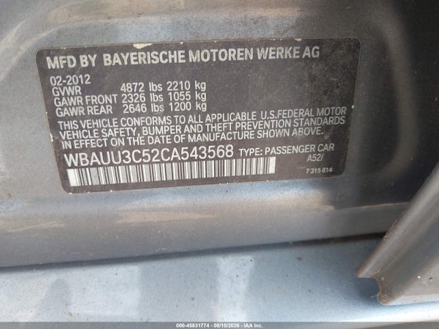 Auction sale of the 2012 Bmw 328i Xdrive, vin: WBAUU3C52CA543568, lot number: 45831774