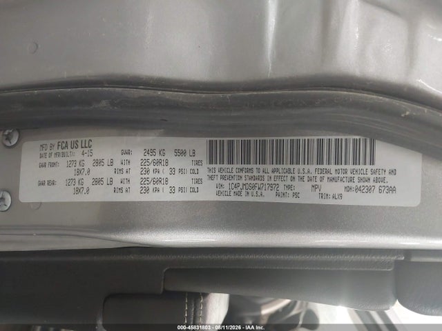Aukcja sprzedaży 2015 Jeep Cherokee Limited, vin: 1C4PJMDS0FW717972, numer aukcji: 45831803