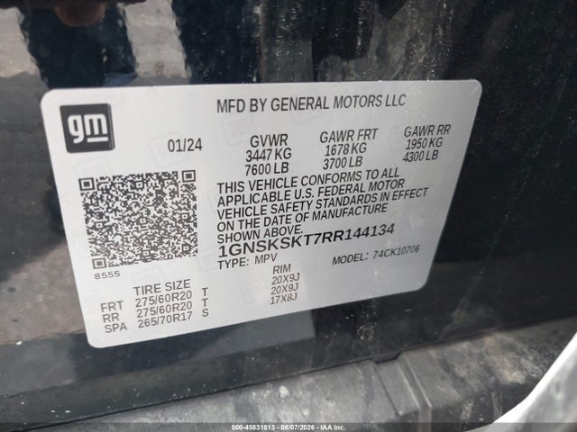 Auction sale of the 2024 Chevrolet Tahoe 4wd Premier, vin: 1GNSKSKT7RR144134, lot number: 45831813