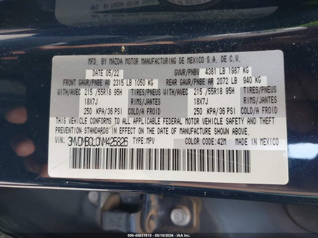 Aukcja sprzedaży 2022 Mazda Cx-30 Preferred, vin: 3MVDMBCL0NM425826, numer aukcji: 45831915