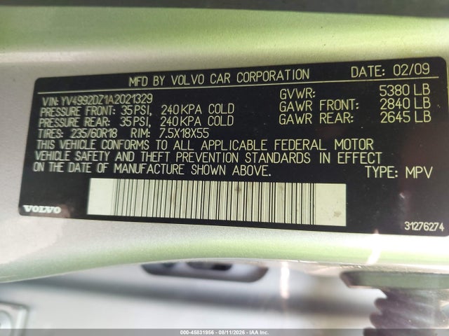 Продаж на аукціоні авто 2010 Volvo Xc60 T6/t6 R-design, vin: YV4992DZ1A2021329, номер лоту: 45831956