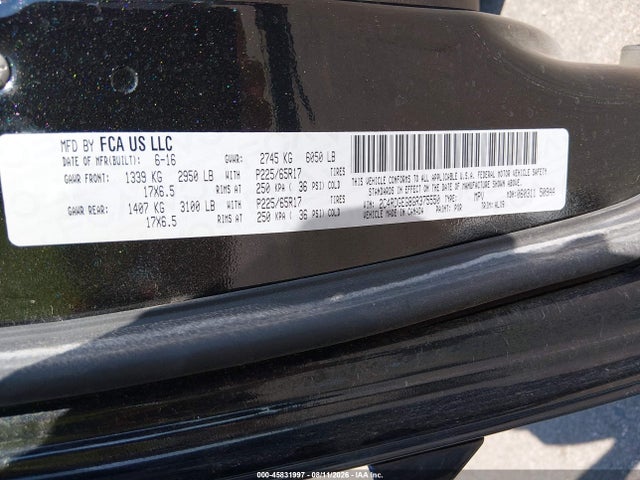2016 Dodge Grand Caravan R/t მანქანა იყიდება აუქციონზე, vin: 2C4RDGEG8GR375550, აუქციონის ნომერი: 45831997