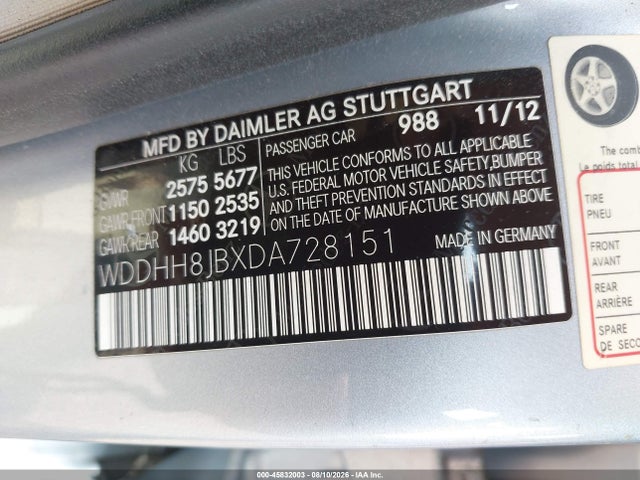 Продажа на аукционе авто 2013 Mercedes-benz E 350 4matic, vin: WDDHH8JBXDA728151, номер лота: 45832003
