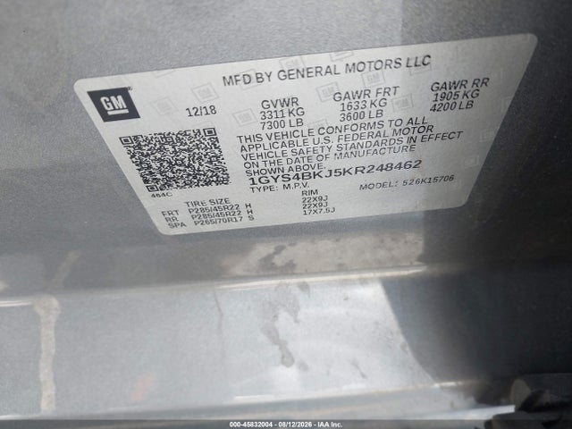 Aukcja sprzedaży 2019 Cadillac Escalade Luxury, vin: 1GYS4BKJ5KR248462, numer aukcji: 45832004