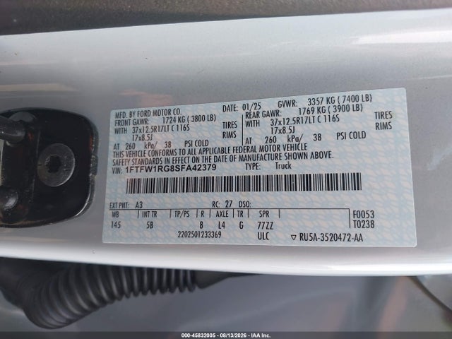 Ford F-150 Raptor 2025 1FTFW1RG8SFA42379 Image 9