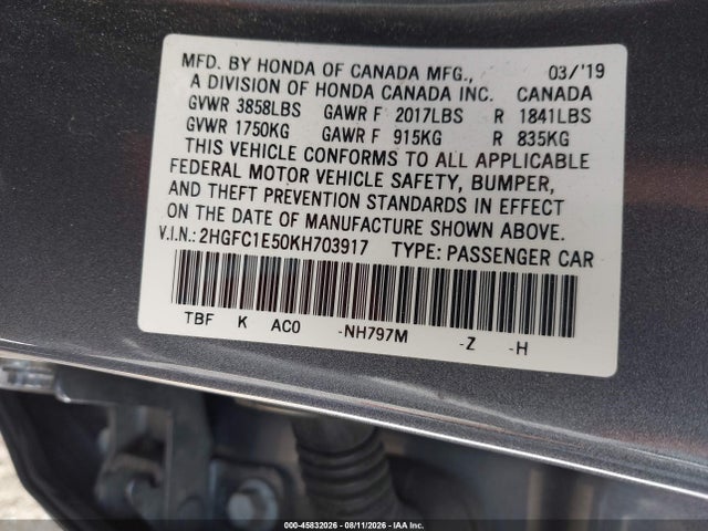 Honda CIVIC SI 2019 2HGFC1E50KH703917 Image 9