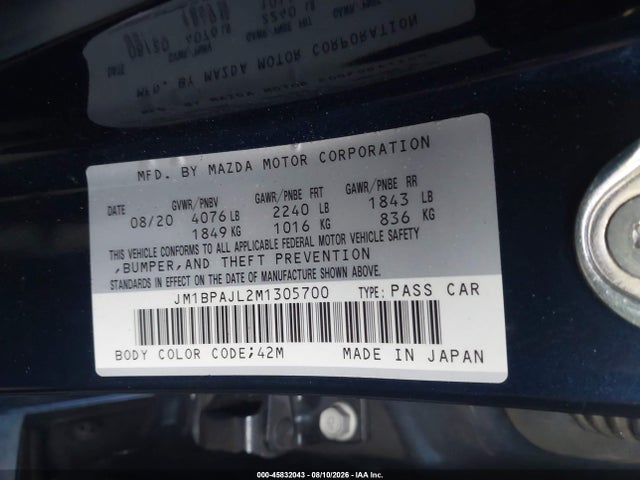 Продаж на аукціоні авто 2021 Mazda Mazda3 2.5 S, vin: JM1BPAJL2M1305700, номер лоту: 45832043