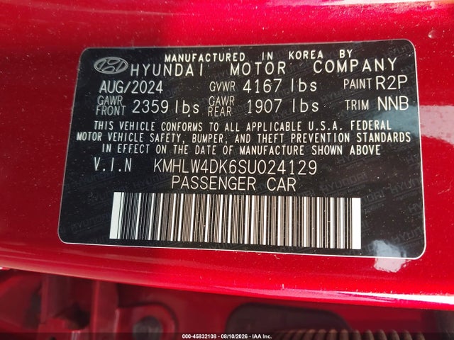 2025 Hyundai Elantra N მანქანა იყიდება აუქციონზე, vin: KMHLW4DK6SU024129, აუქციონის ნომერი: 45832108