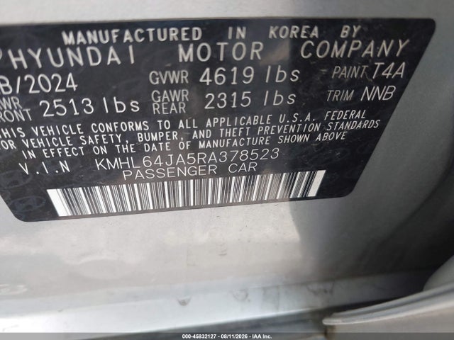 Продажа на аукционе авто 2024 Hyundai Sonata Sel, vin: KMHL64JA5RA378523, номер лота: 45832127