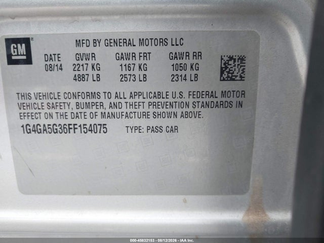 1G4GA5G36FF154075 Buick Lacrosse