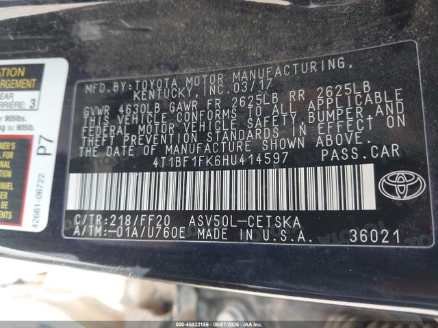 4T1BF1FK6HU414597 Toyota CAMRY SE