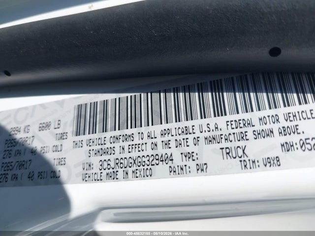 RAM 1500 Tradesman 2016 3C6JR6DGXGG329404 Image 9