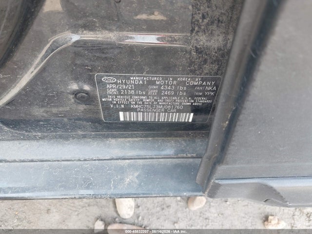 Продаж на аукціоні авто 2021 Hyundai Ioniq Electric Se, vin: KMHC75LJ3MU081760, номер лоту: 45832207