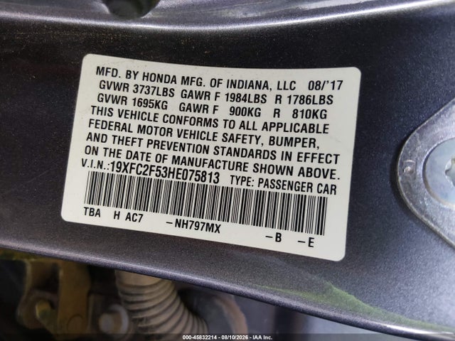 Honda Civic Lx 2017 19XFC2F53HE075813 Image 9