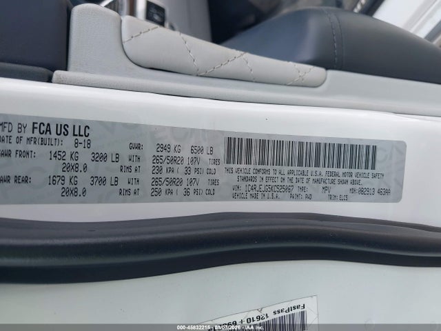 Продажа на аукционе авто 2019 Jeep Grand Cherokee Summit 4x2, vin: 1C4RJEJG5KC525067, номер лота: 45832215