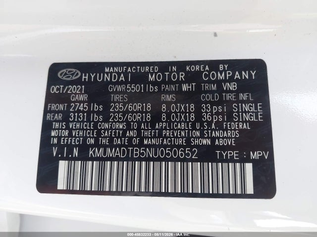 Aukcja sprzedaży 2022 Genesis Gv70 2.5t Awd, vin: KMUMADTB5NU050652, numer aukcji: 45832233