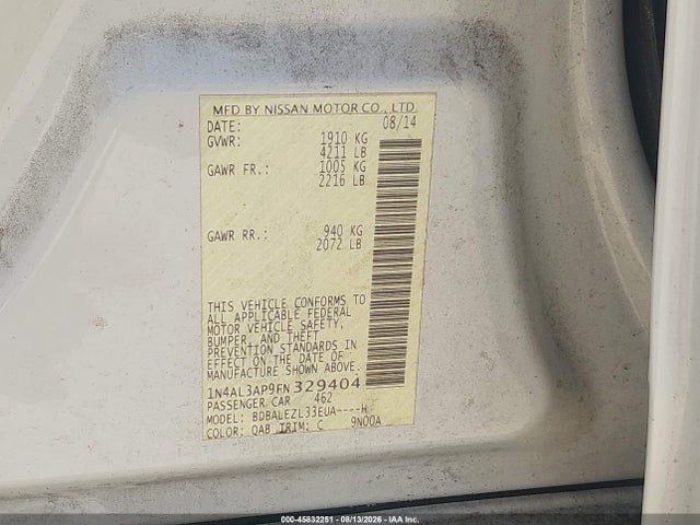 Nissan Altima 2.5 S 2015 1N4AL3AP9FN329404 Image 9