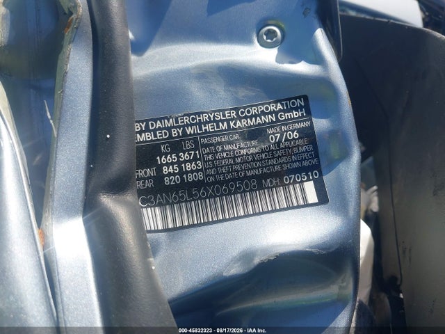 Aukcja sprzedaży 2006 Chrysler Crossfire Limited, vin: 1C3AN65L56X069508, numer aukcji: 45832323