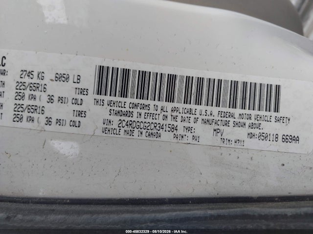 Продажа на аукционе авто 2012 Dodge Grand Caravan Sxt, vin: 2C4RDGCG2CR341584, номер лота: 45832329