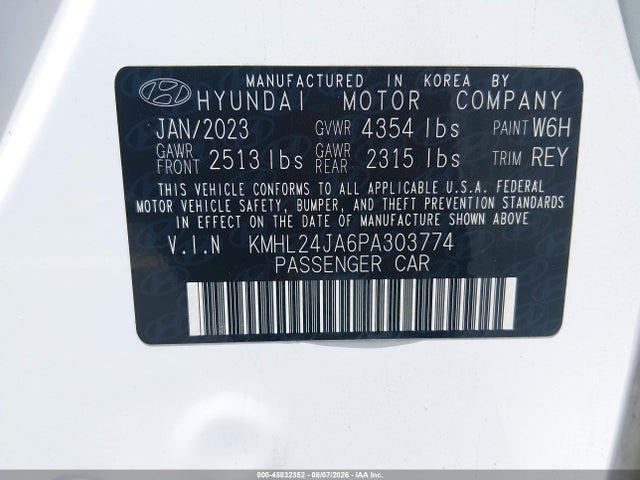 45832352 :رقم المزاد ، KMHL24JA6PA303774 vin ، 2023 Hyundai Sonata Se مزاد بيع